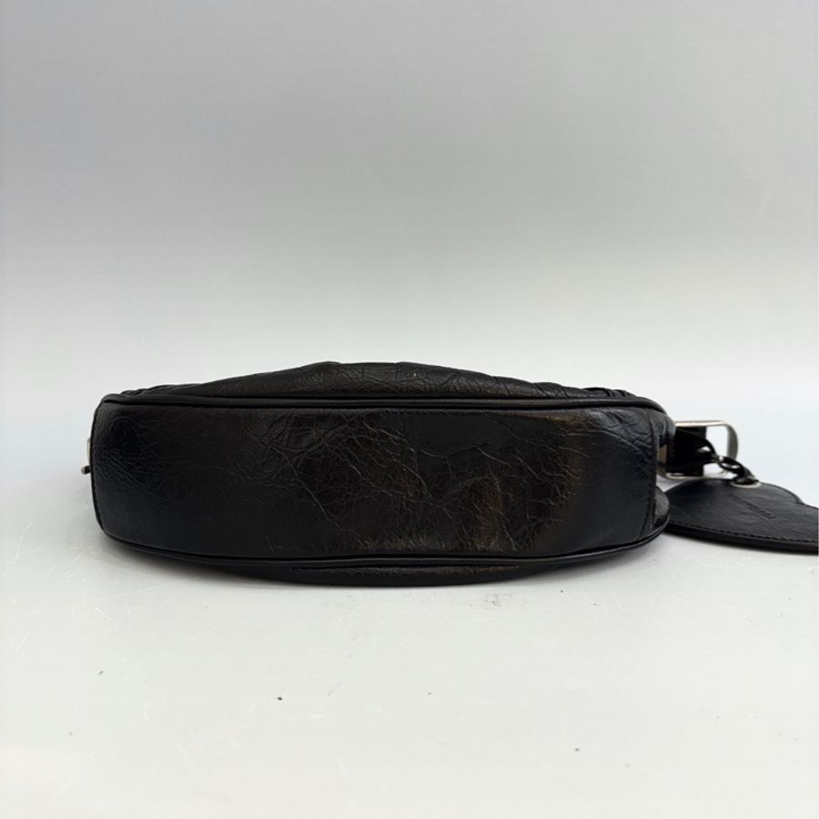 【99新】Balenciaga/巴黎世家 月牙機車包 小號 黑銀 底長22-4