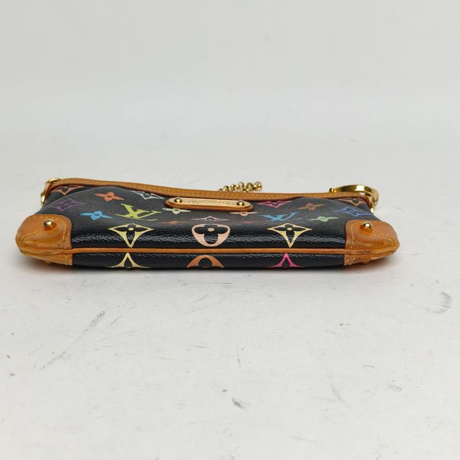 LOUIS VUITTON 中古mini麻將包黑三彩PVC金扣2012肩背包-4