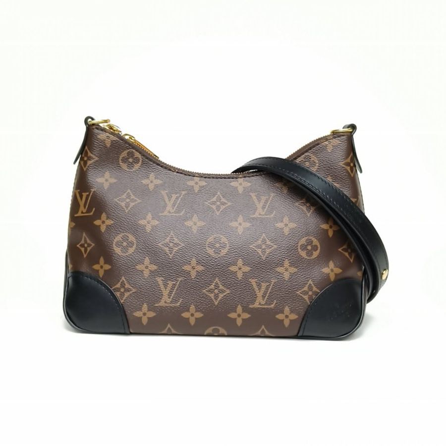 LOUIS VUITTON BOULOGNE牛角包黑色PVC晶片老花肩背包-0