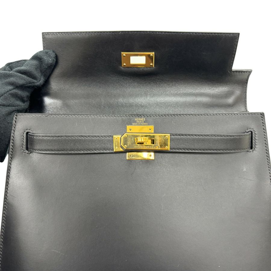 黑色 Box牛皮 Kelly 28 凱莉包 兩用包 □F刻 金扣【HERMES 愛馬仕】-4