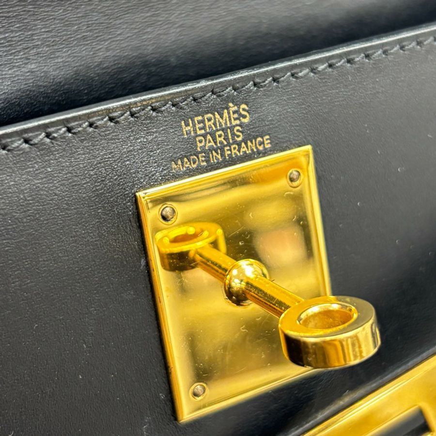 黑色 Box牛皮 Kelly 28 凱莉包 兩用包 □F刻 金扣【HERMES 愛馬仕】-7