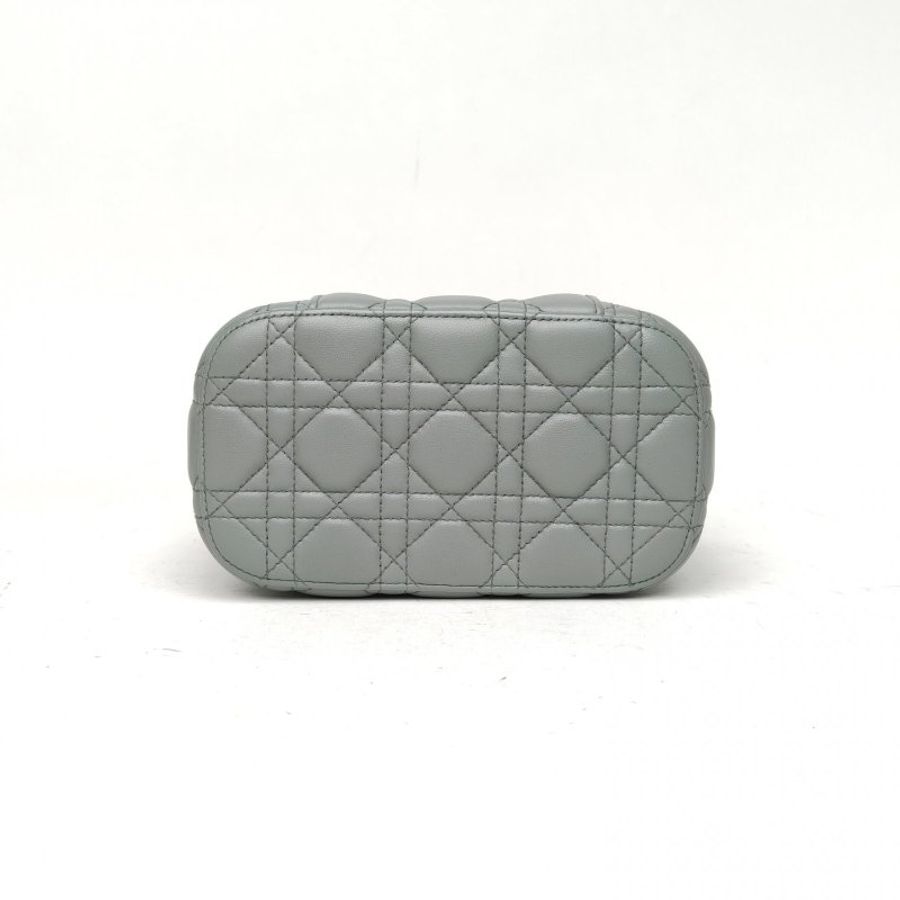DIOR travelVanity化妝包小號霧霾藍羊皮金扣2021肩背包-4