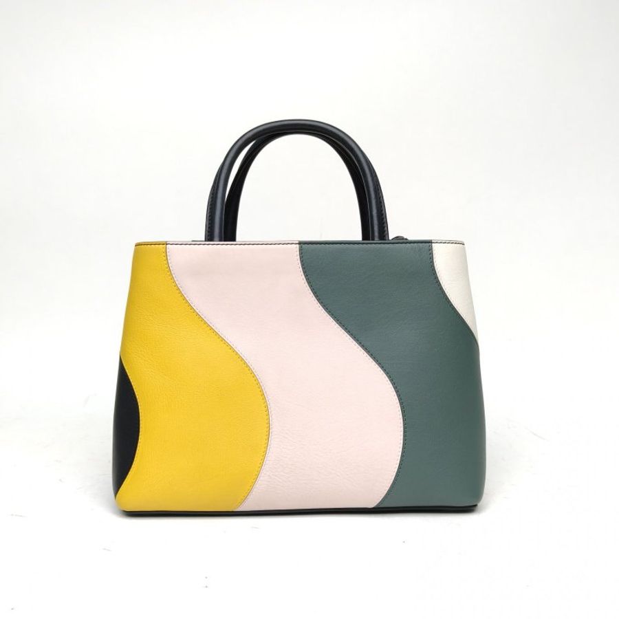 FENDI PETITE2JOURS小號拼色牛皮銀扣肩背包-2