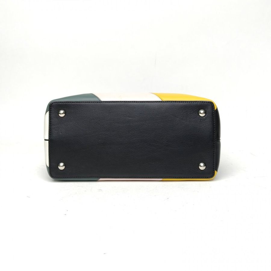 FENDI PETITE2JOURS小號拼色牛皮銀扣肩背包-4