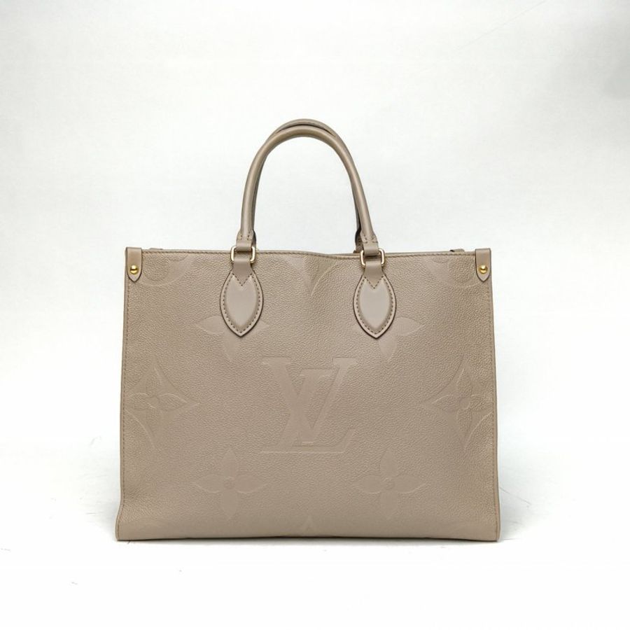 LOUIS VUITTON Onthego中號大象灰牛皮2020老花壓紋肩背包-0