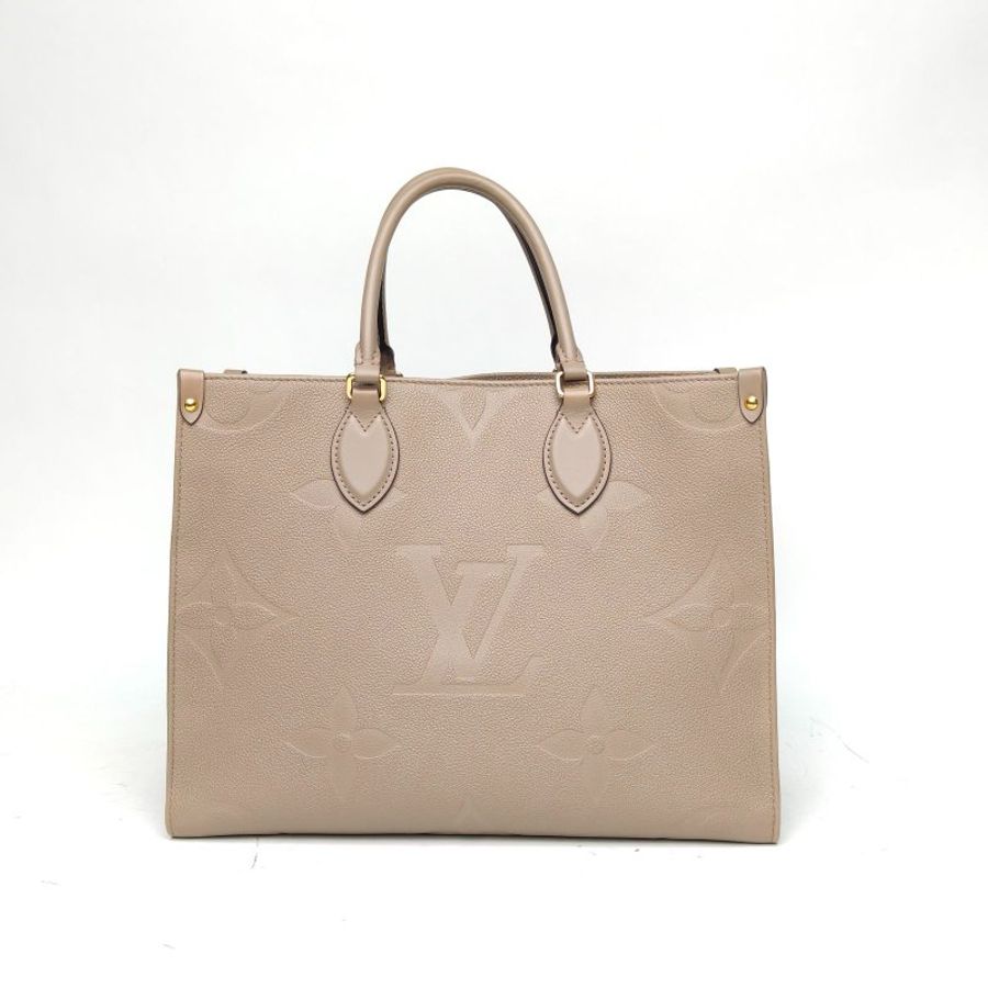 LOUIS VUITTON Onthego中號大象灰牛皮2020老花壓紋肩背包-2