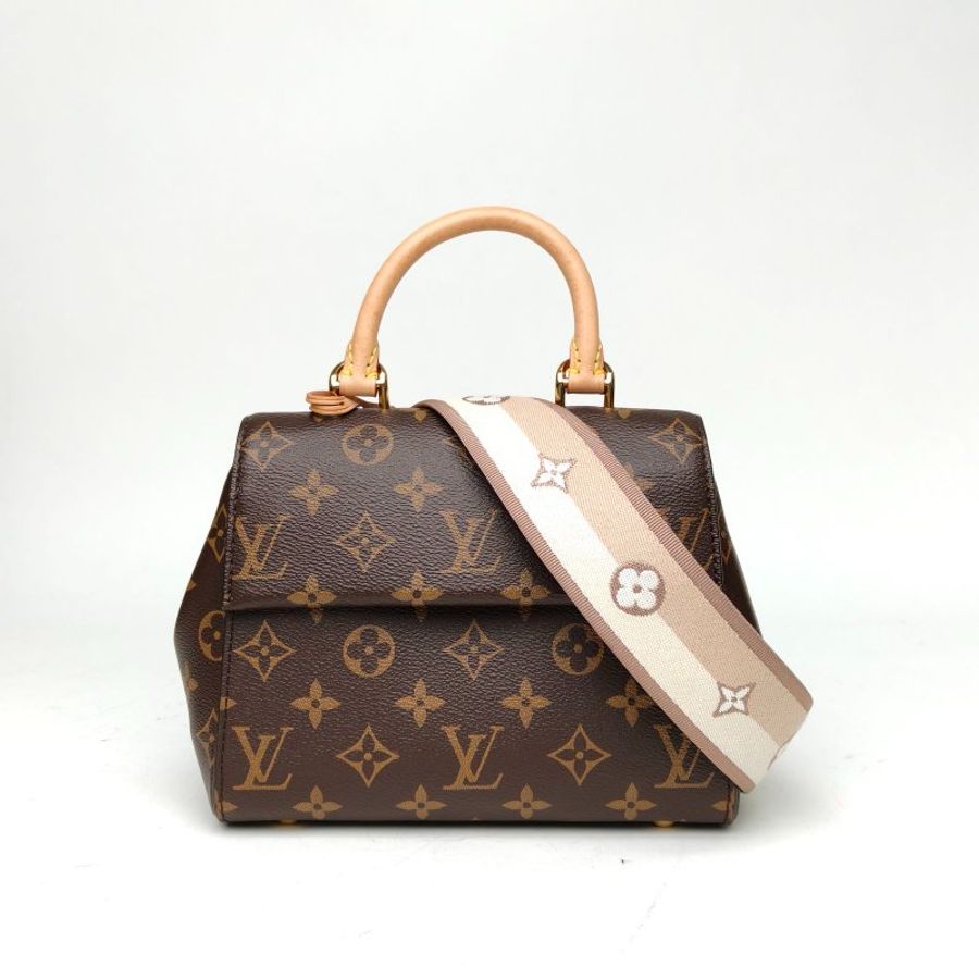 LOUIS VUITTON ClunyMini20寬肩帶老花PVC金扣晶片肩背包-0