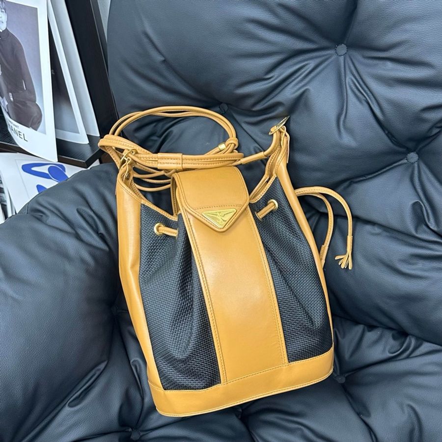 【赫蒂國際精品】YSL 聖羅蘭 絕版 古董編織拼皮革水桶包 vintage-0