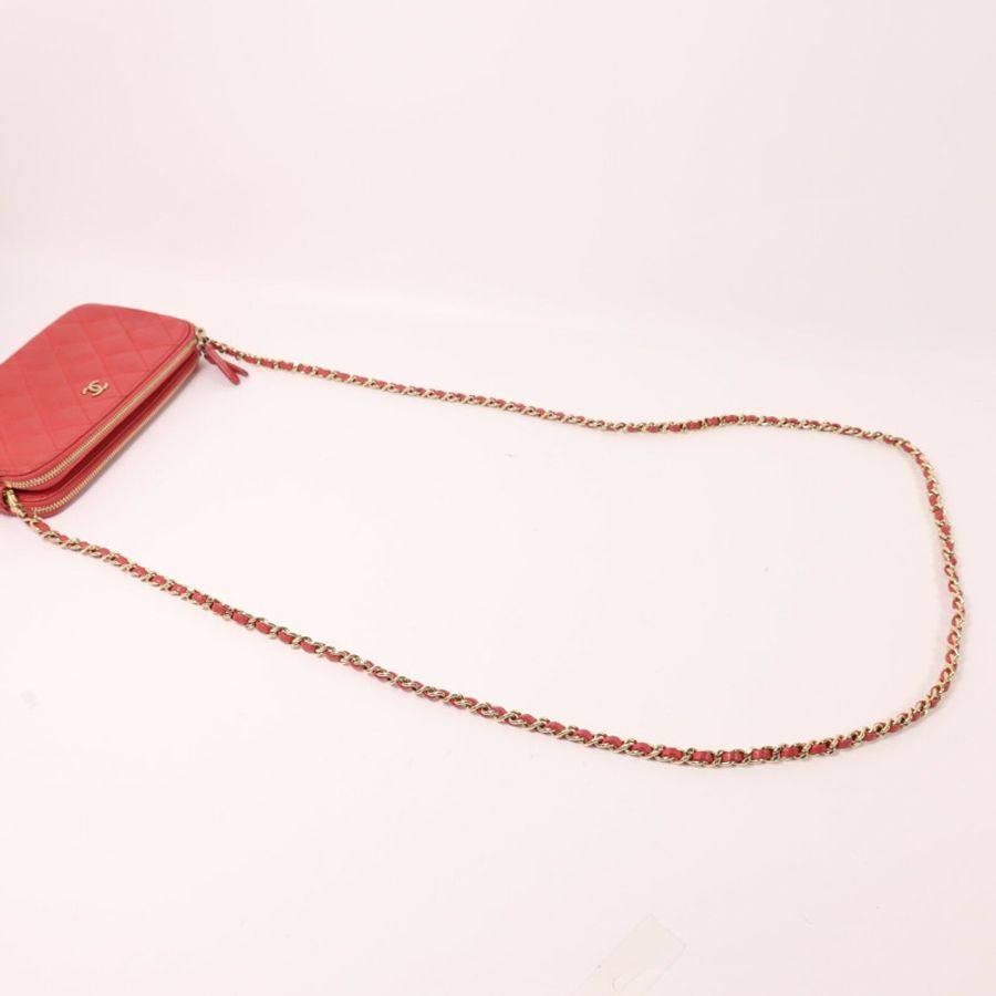 CHANEL 牛皮皮革Chain Shoulder鏈帶肩背袋-8
