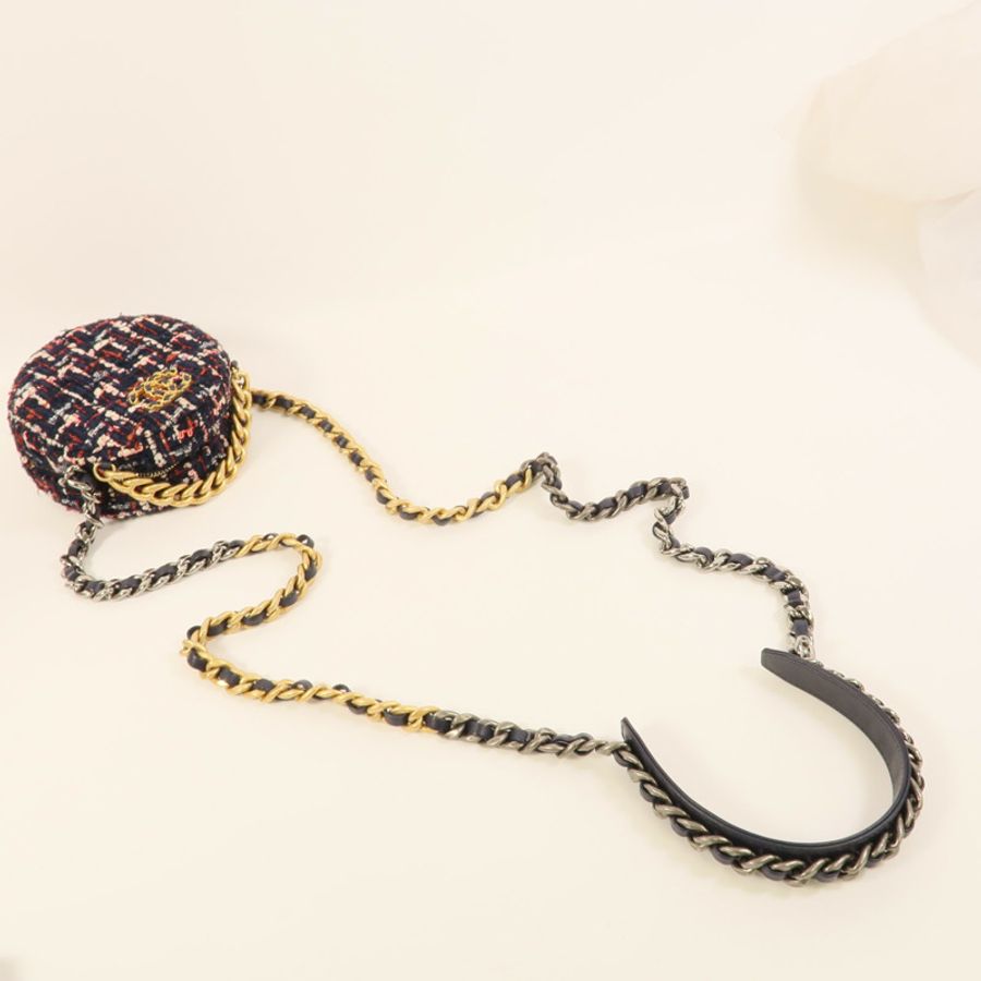 CHANEL Tweed Chain Shoulder肩背袋-4