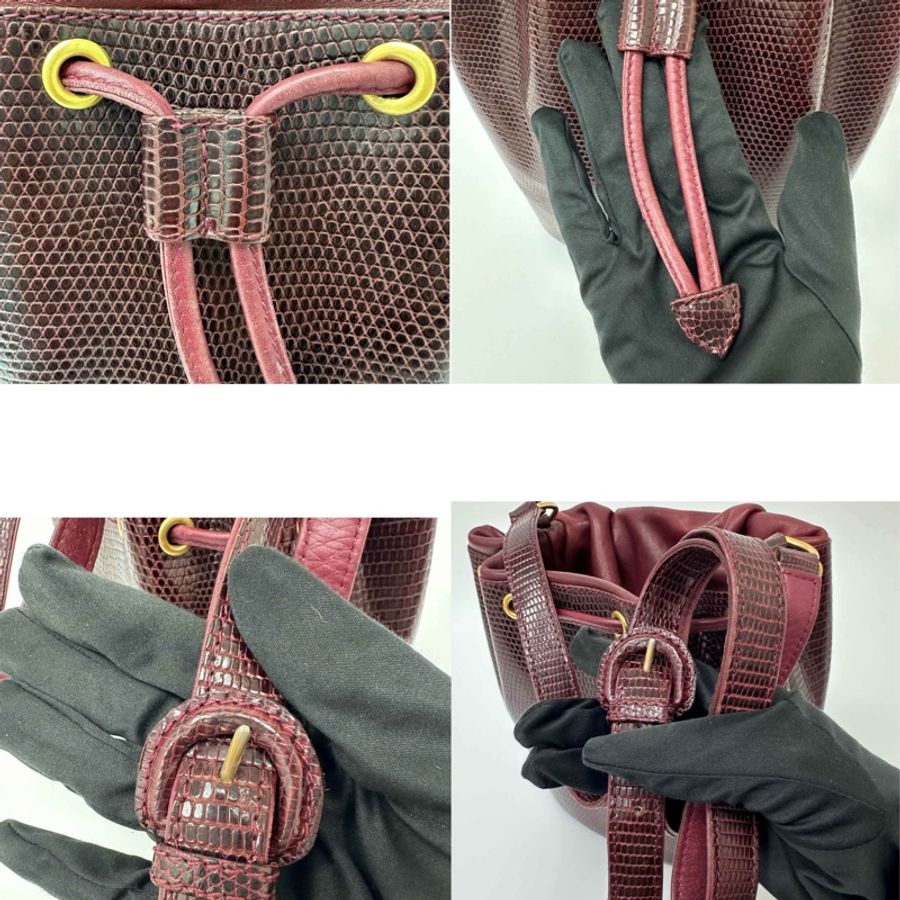 【赫蒂國際精品】Gucci 古馳 酒紅色壓紋皮革水桶包 vintage-13