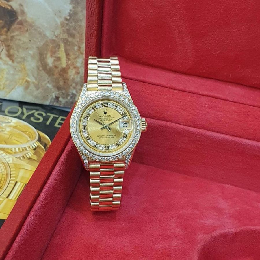 【大眾名錶】ROLEX 勞力士69178 Datejust 蠔式女錶 18K紅蟳 原廠MA多層鑽面盤 後加鑽圈/鑽腳 原廠錶帶未整理 大眾名錶G257-1