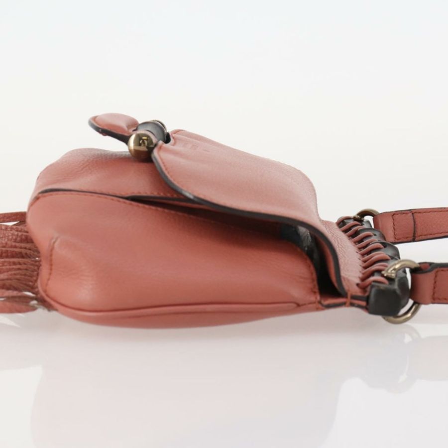 【日本直送】GUCCI 竹節肩背包 皮革 粉紅色 金飾 正品 YKZ1198V-2