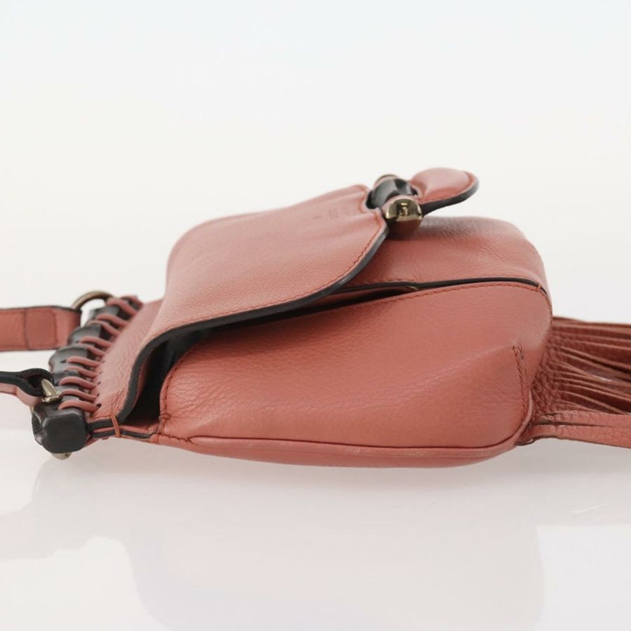 【日本直送】GUCCI 竹節肩背包 皮革 粉紅色 金飾 正品 YKZ1198V-3