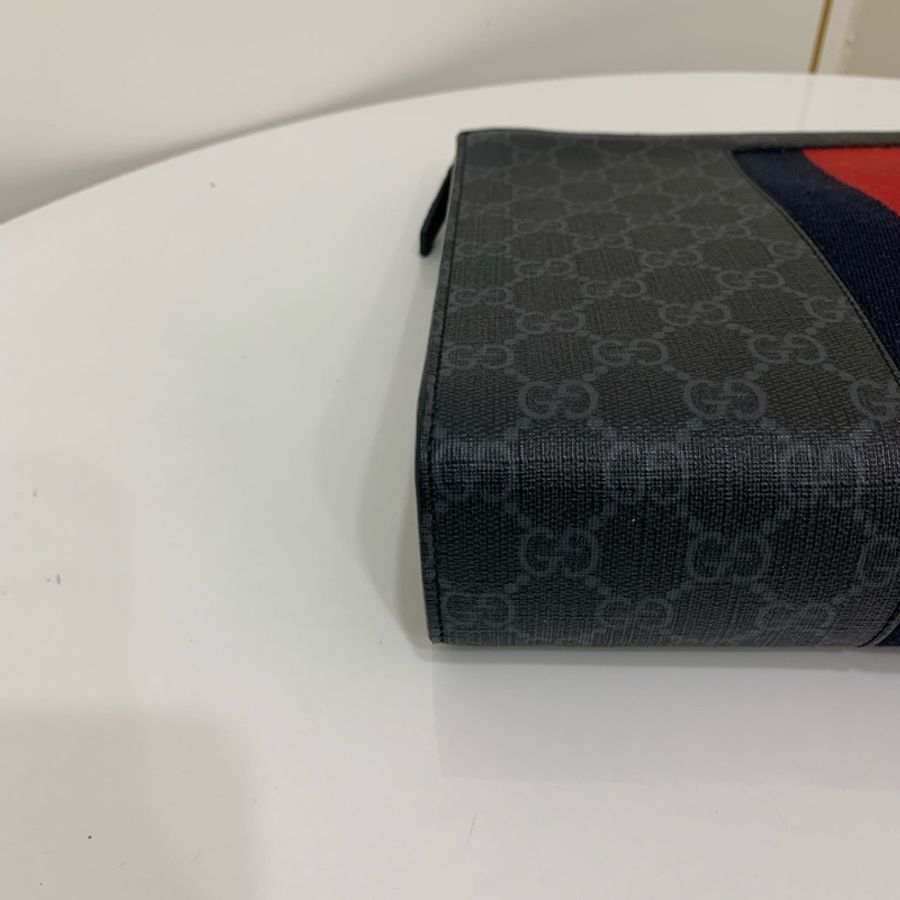 Gucci/古馳 老花配黑紅條紋手拿包 尺寸;25.5*5*20 🈚附件-6