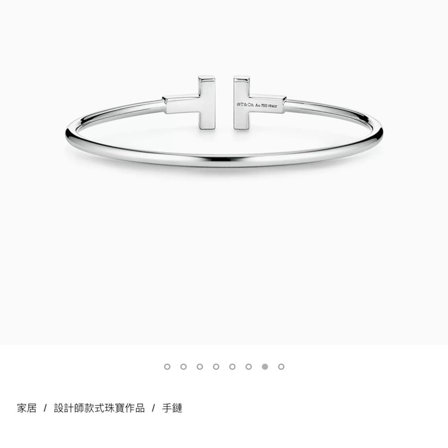 Tiffany & Co. 蒂芙尼 Tiffany T Wire 18K 白金鑲鑽手環Small-4