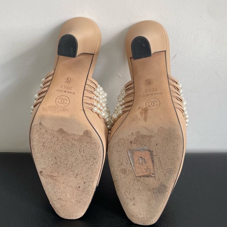 Chanel 香奈兒 珍珠奶茶色高跟鞋 尺寸:35.5碼 鞋跟:9cm-2