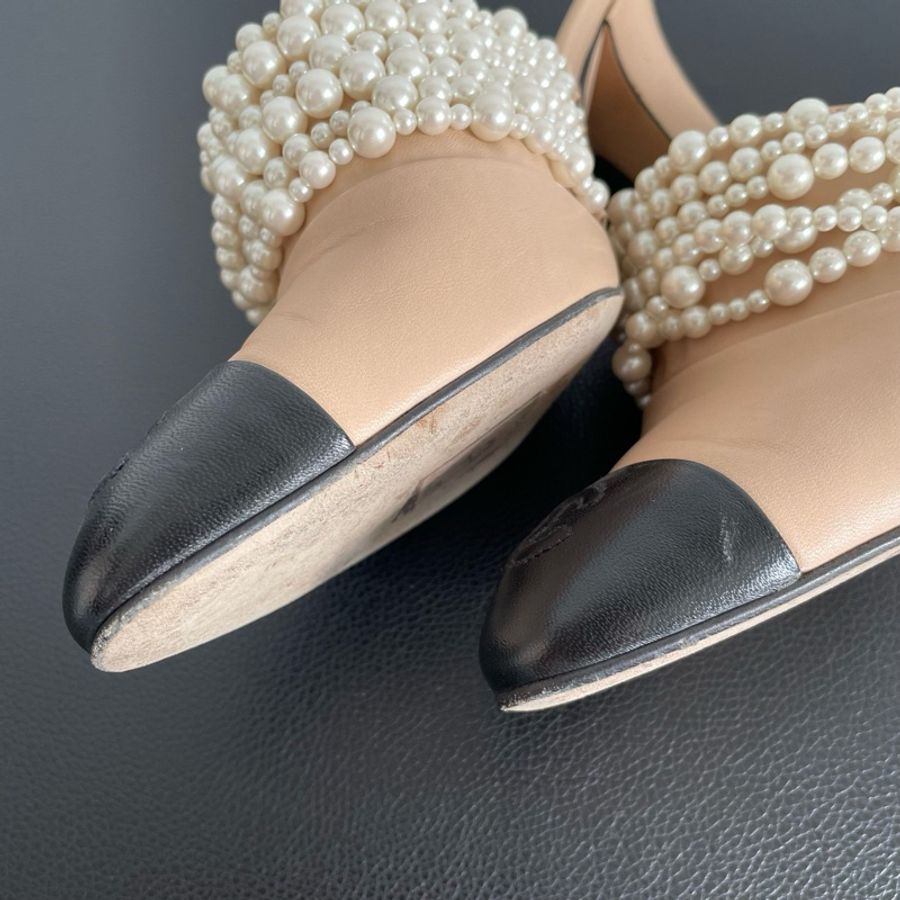 Chanel 香奈兒 珍珠奶茶色高跟鞋 尺寸:35.5碼 鞋跟:9cm-4