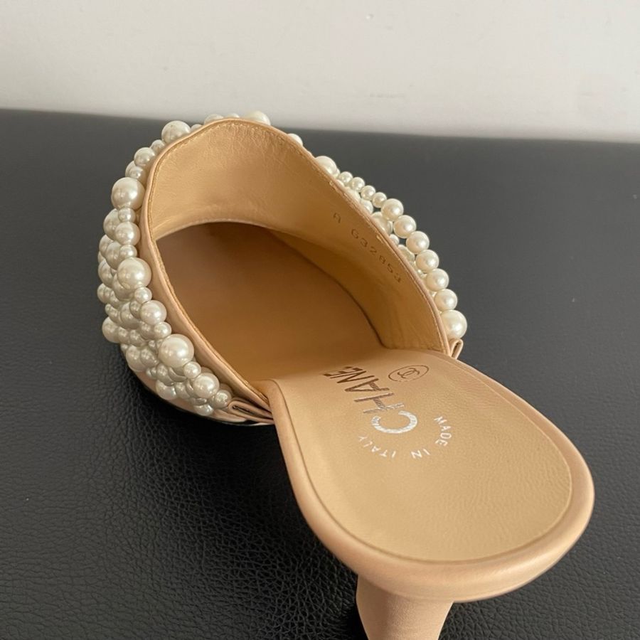 Chanel 香奈兒 珍珠奶茶色高跟鞋 尺寸:35.5碼 鞋跟:9cm-8