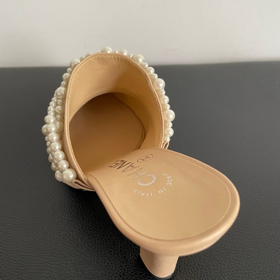 Chanel 香奈兒 珍珠奶茶色高跟鞋 尺寸:35.5碼 鞋跟:9cm-9