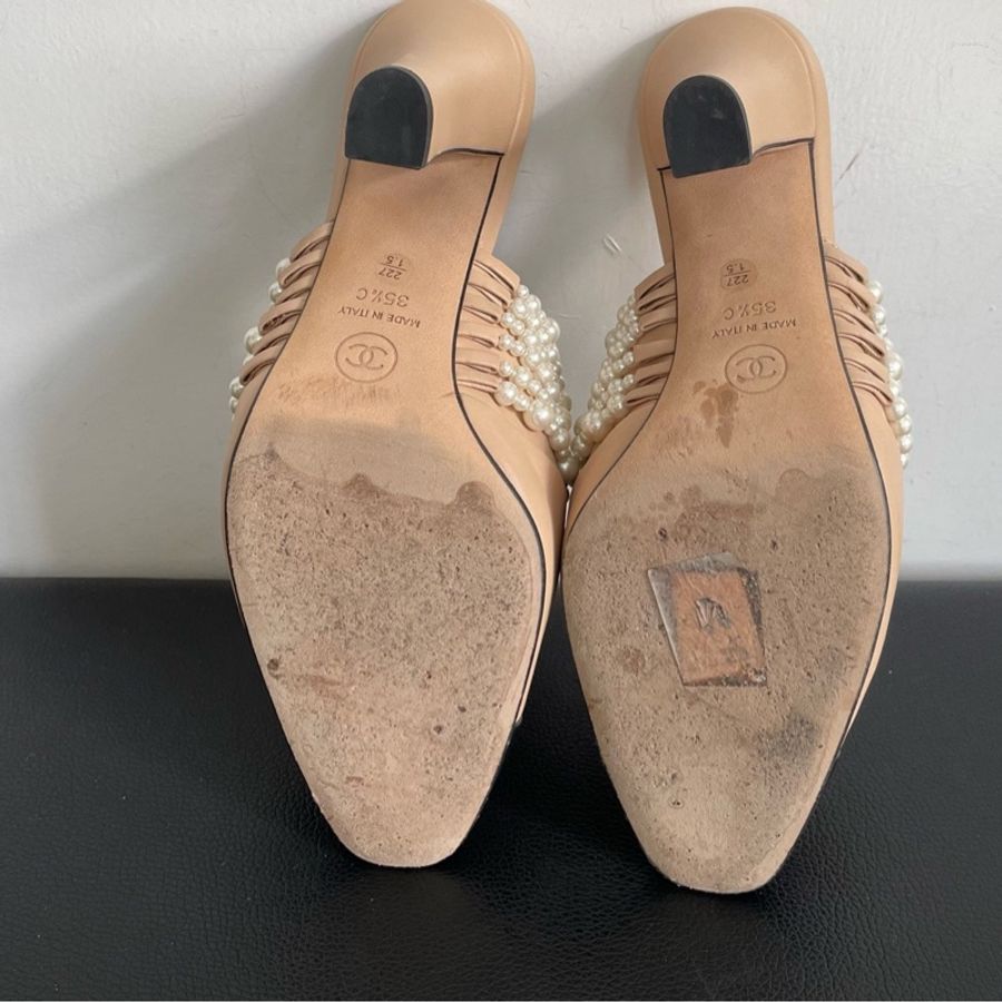 Chanel 香奈兒 珍珠奶茶色高跟鞋 尺寸:35.5碼 鞋跟:9cm-10