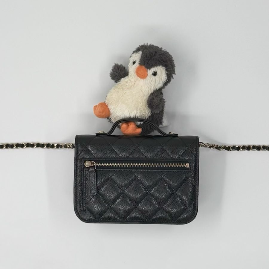 CHANEL 22年季節款黑色魚子醬 mini 郵差包|✨Wisher惟奢名品✨-1