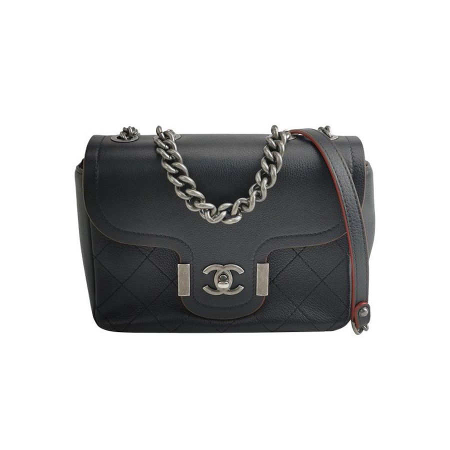 Chanel Flap Bag牛皮純色菱格絎縫雙C扣斜背包單肩包-0