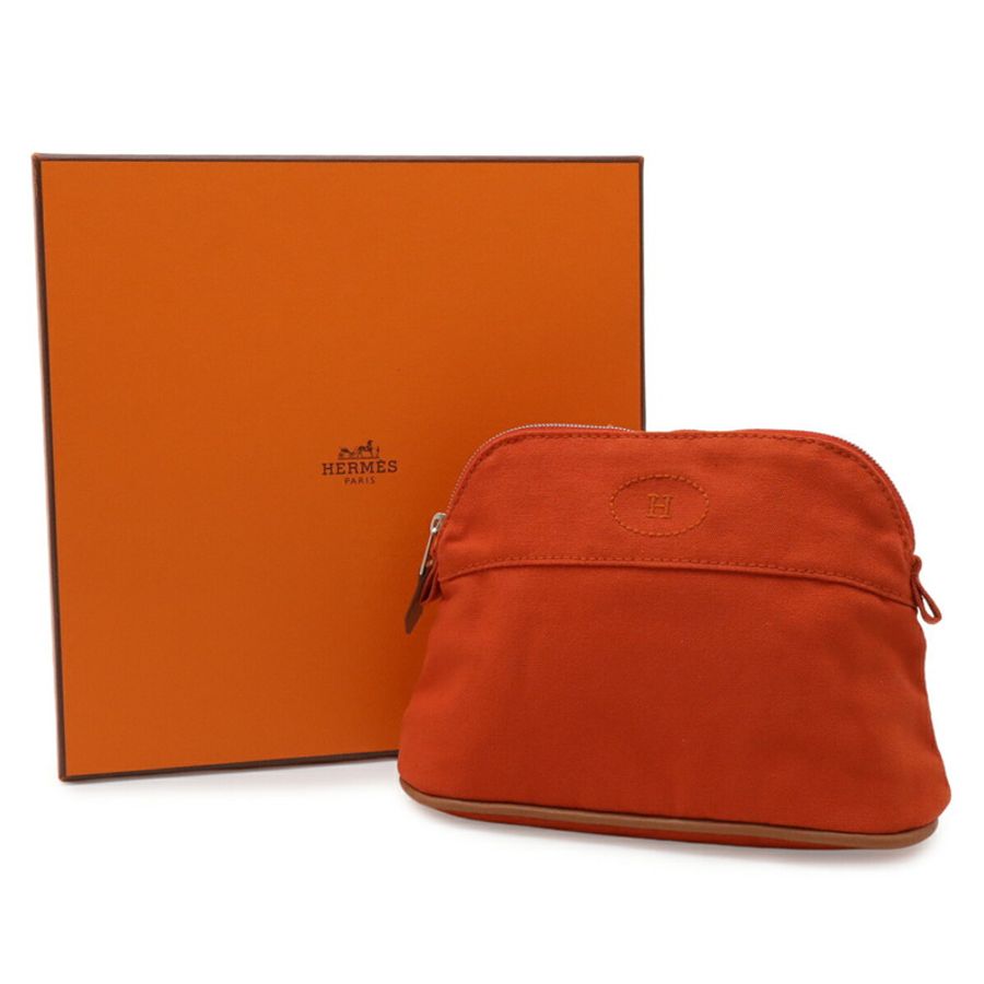 愛馬仕 Bolide Pouch 20 手提包 多功能帆布皮革 紅色橙色-6