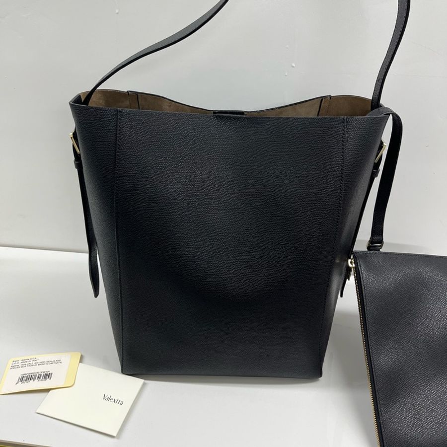 Valextra medium bucket bag 中號黑色水桶包,帶掛包、小卡-7