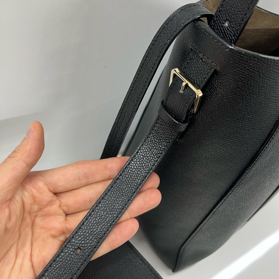 Valextra medium bucket bag 中號黑色水桶包,帶掛包、小卡-8