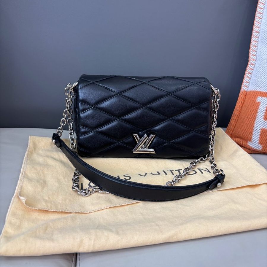 路易威登/Louis Vuitton 菱格紋黑色全皮GO-14鏈條包-0