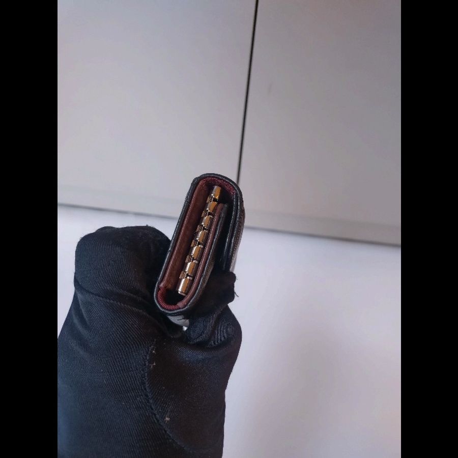 Chanel 黑羊皮菱格6孔鑰匙包-7