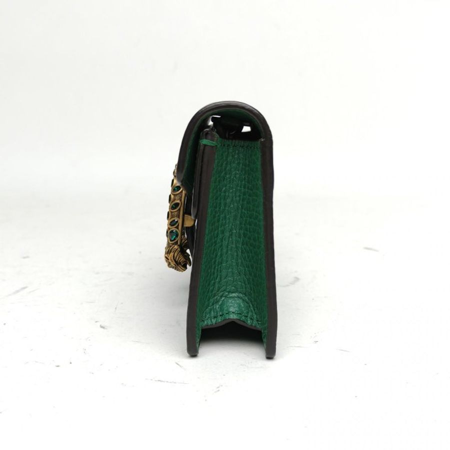 GUCCI Dionysus酒神超Mini翡翠綠牛皮鑽扣肩背包-1