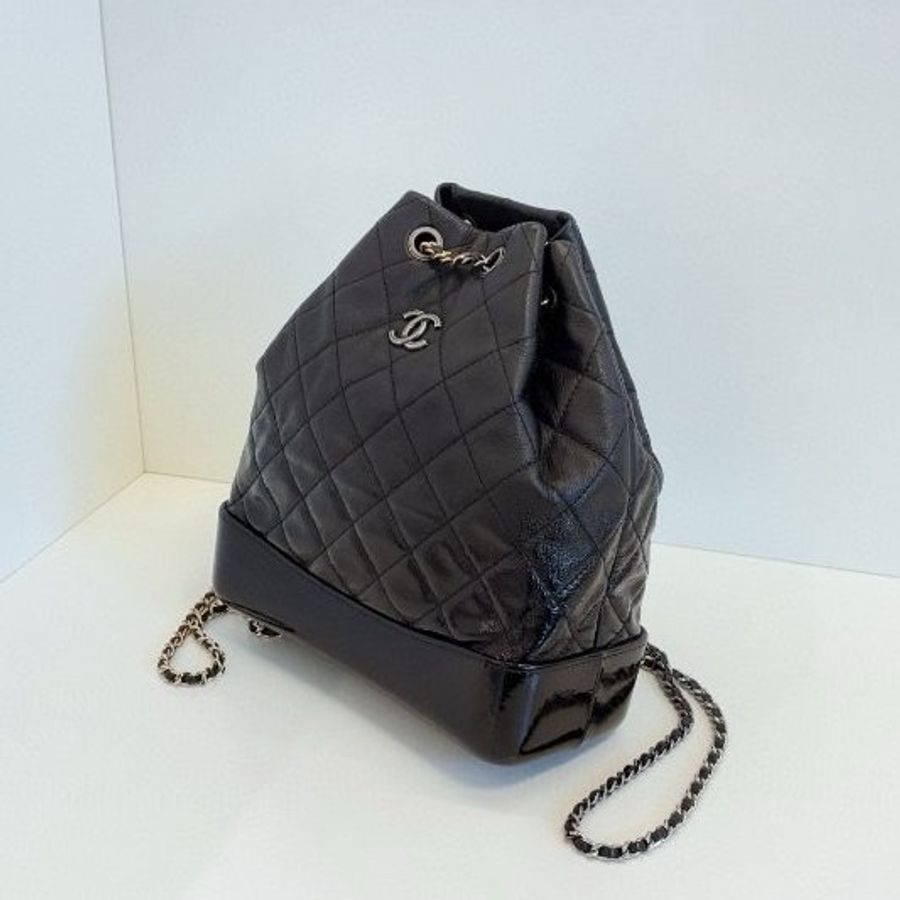 近新品 香奈兒/Chanel Gabrielle 黑銀漸變流浪雙肩包 中號-3