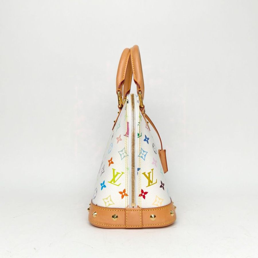LOUIS VUITTON 白三彩PVC2011中古貝殼手提包肩背包-3