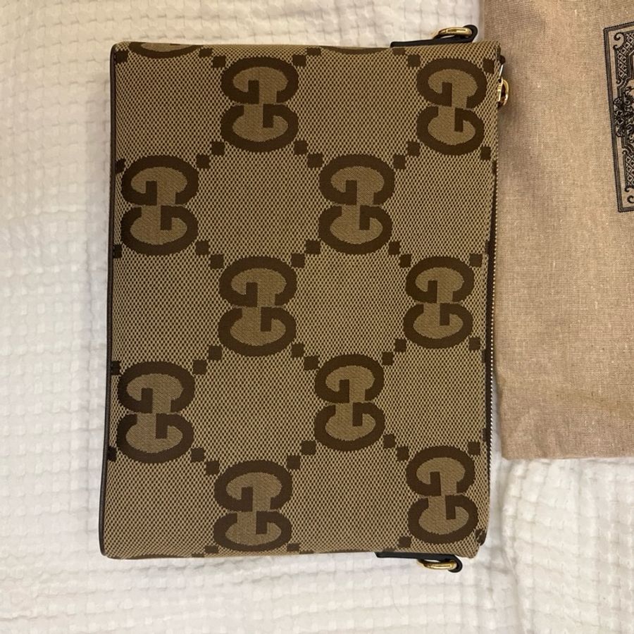 Gucci jumbo gg 緹花 郵差包 斜背 手拿包 兩用-6