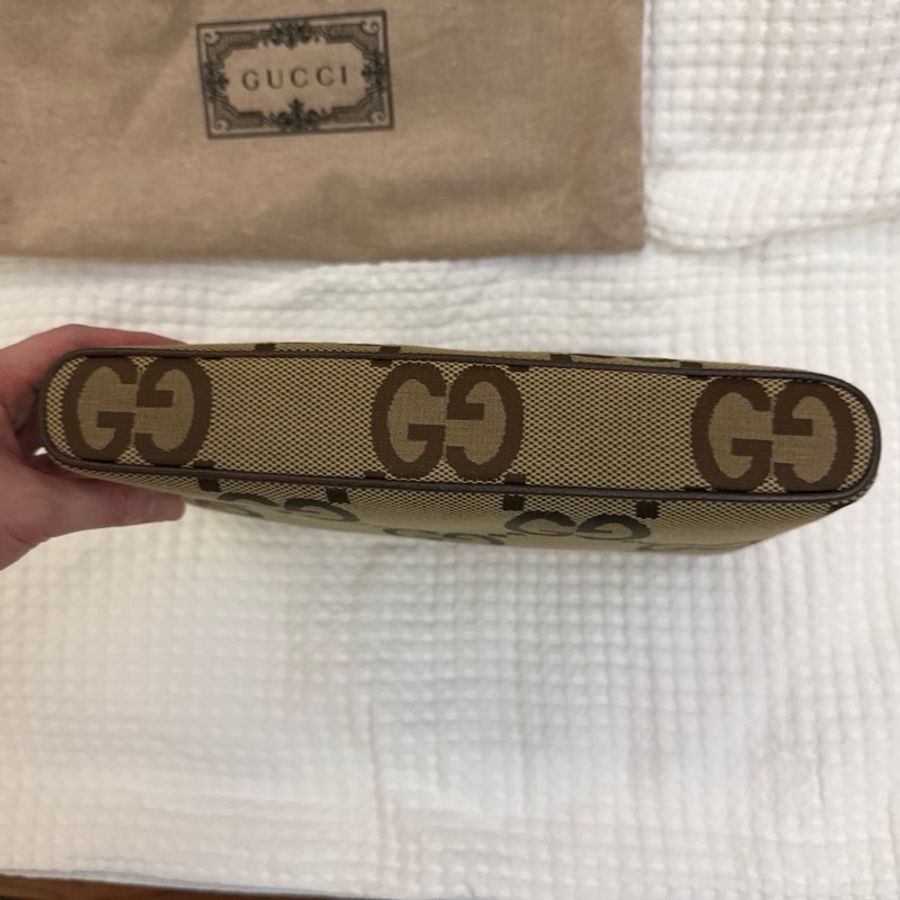 Gucci jumbo gg 緹花 郵差包 斜背 手拿包 兩用-8