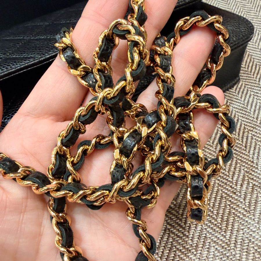 香奈兒woc 荔枝牛皮黑金-2