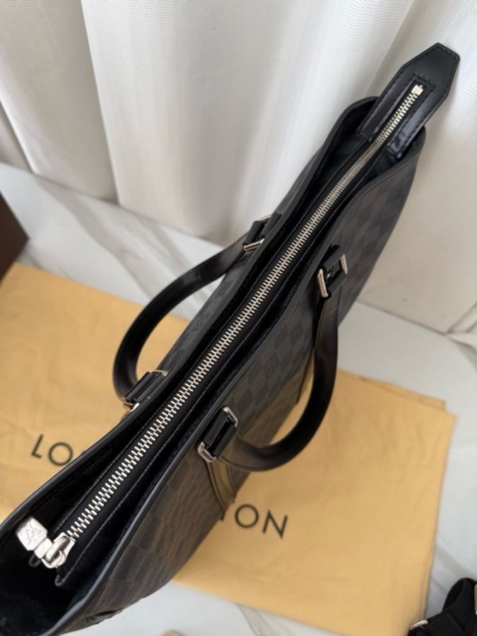 Louis Vuitton 路易威登 黑色 棋盤格 公文包 手提包 附件 有肩帶-4