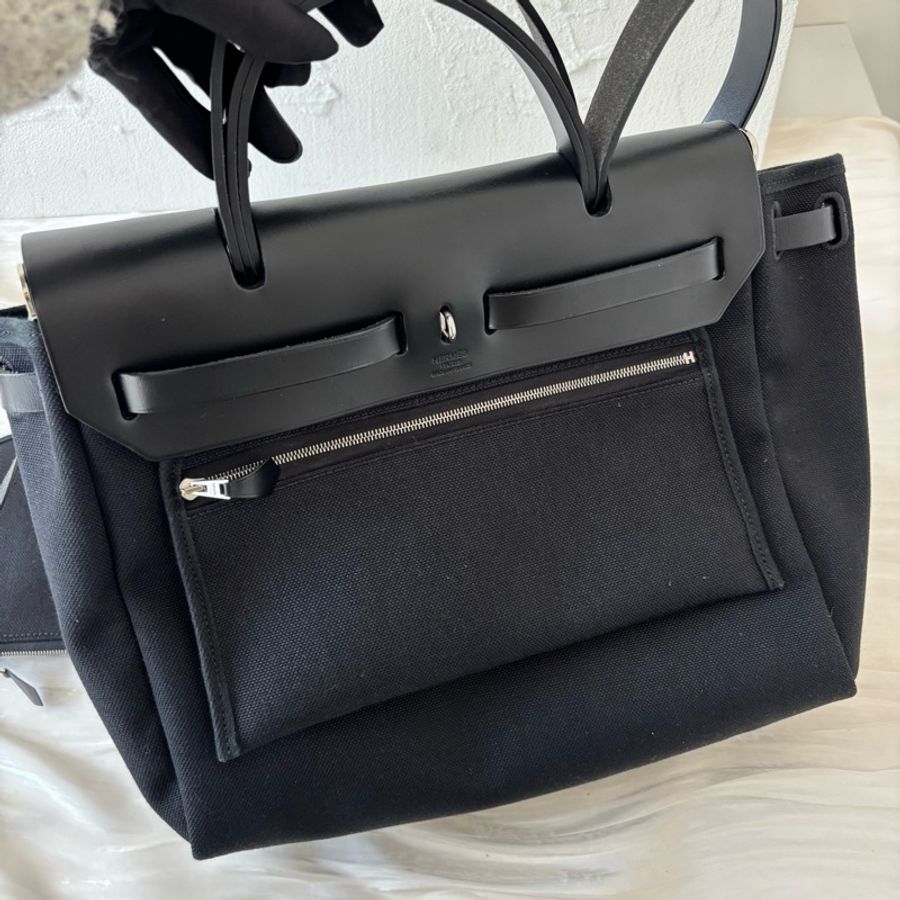 五金帶膜🈶23年購證❤️ 愛馬仕 #herbag31 #黑銀 #zip #帆布-14