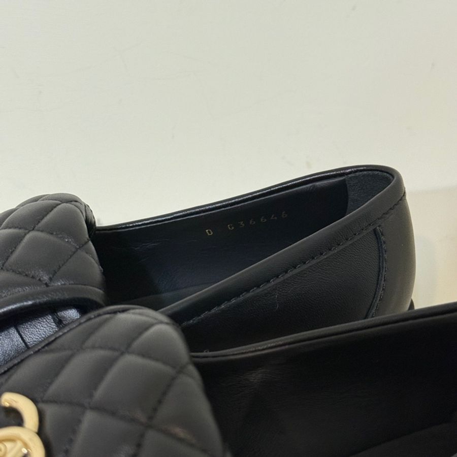 618限時特惠💖914intheair『全新』Chanel 香奈兒經典書包釦黑金樂福鞋 38-10