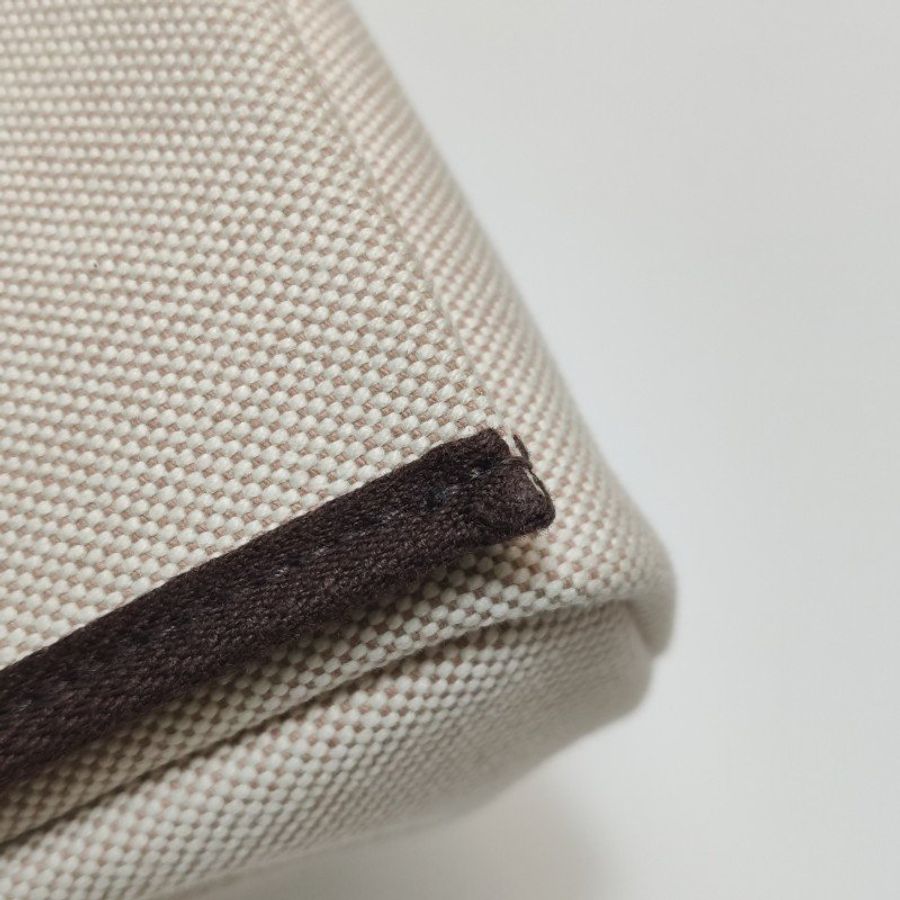 Hermes Herbag20馬鞍釘鎖扣斜挎包Hunter牛皮帆布金扣46烏木色米白色W刻-14