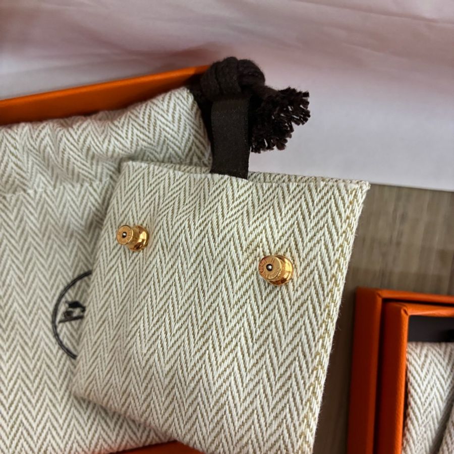 Hermes mini pop H 耳環 粉色玫瑰金 全新全配-4