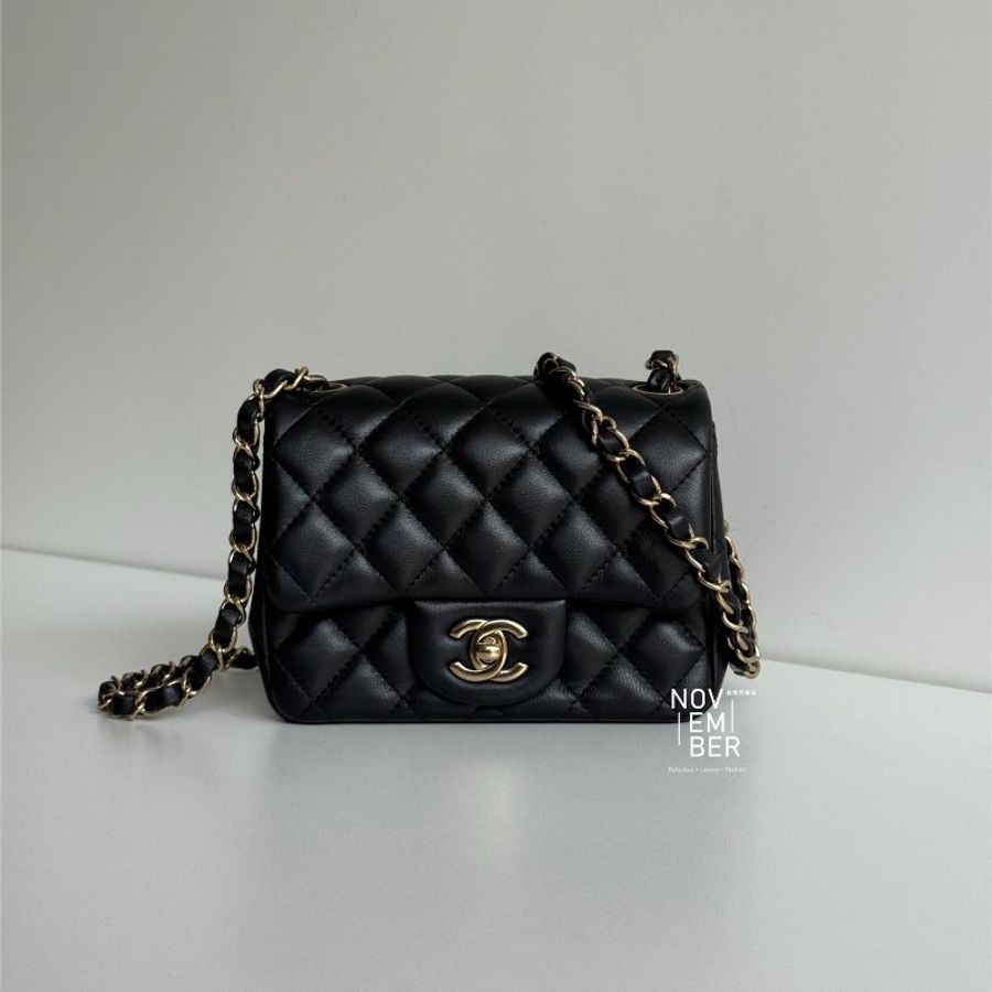 98新🖤 全配有購證🙌🏻 Chanel 香奈兒 方胖 黑色金釦-0