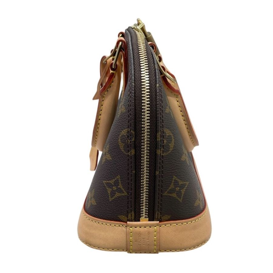 LOUIS VUITTON 路易威登 M46990 ALMA BB 貝殼包 PVC帆布 老花 棕色 金釦-4