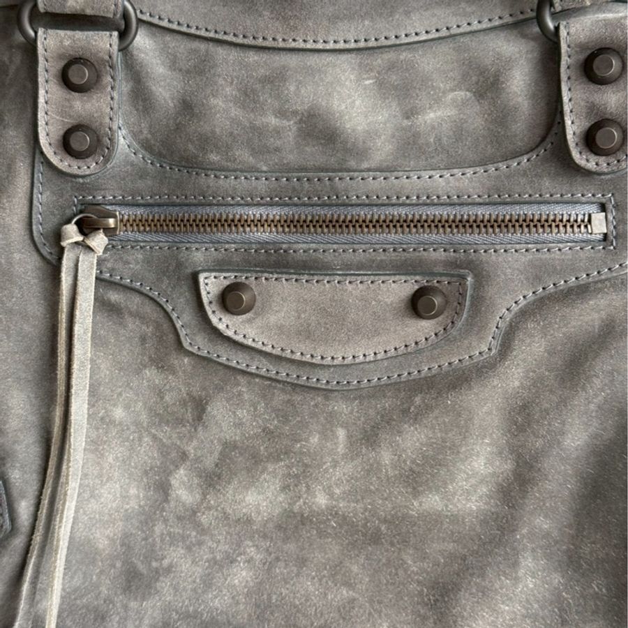98新🩶 有購證🙌🏻 Balenciaga 巴黎世家 Le City 灰色麂皮 中號-6