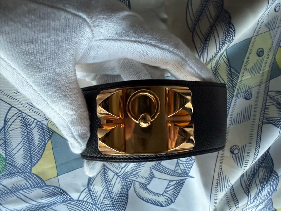 Hermes CDC 黑色皮手環S 號,9成新-6