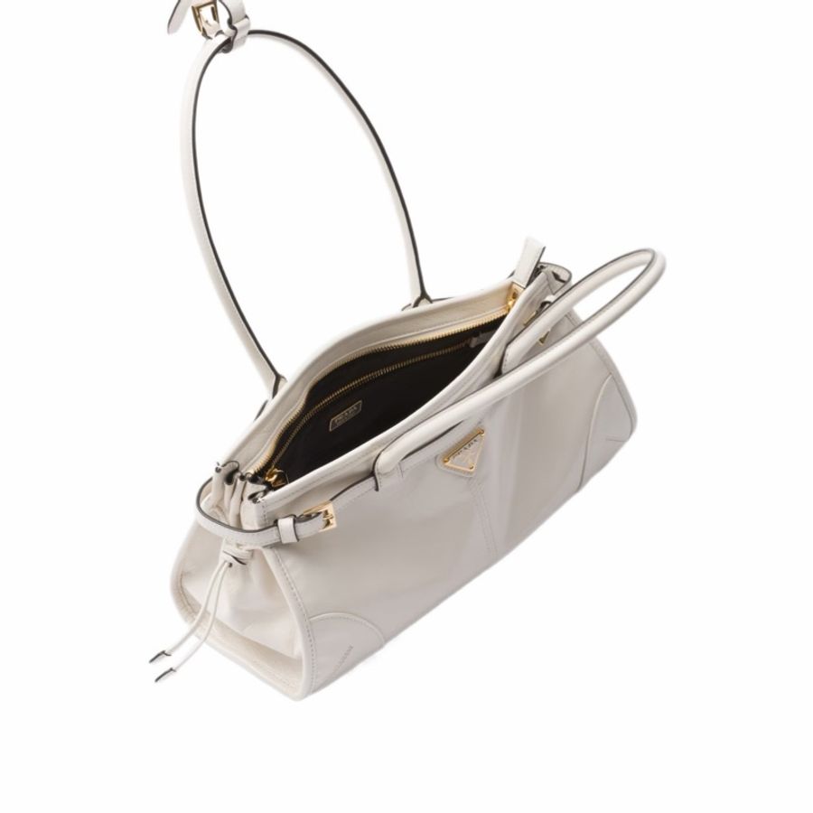 Prada 女士 中號Soft Lux徽標細節單肩包均碼碼中號、32cm*12cm*15.5cm-3