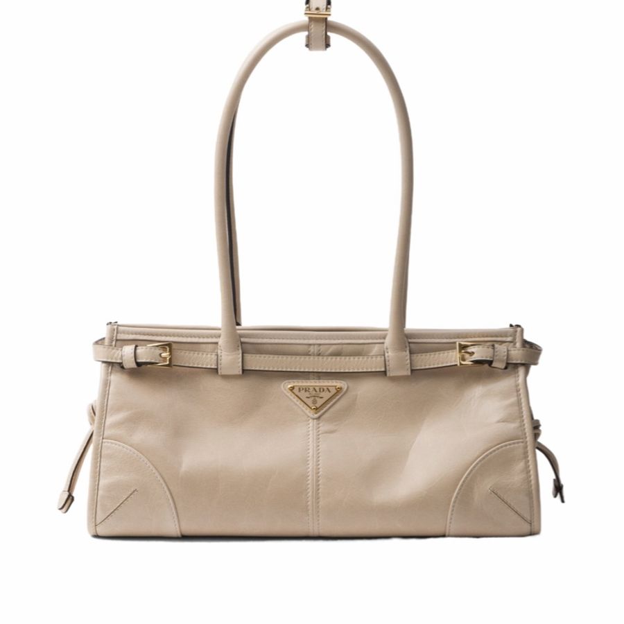 Prada 女士 中號Soft Lux徽標單肩包均碼碼中號、32cm*12cm*15.5cm-0