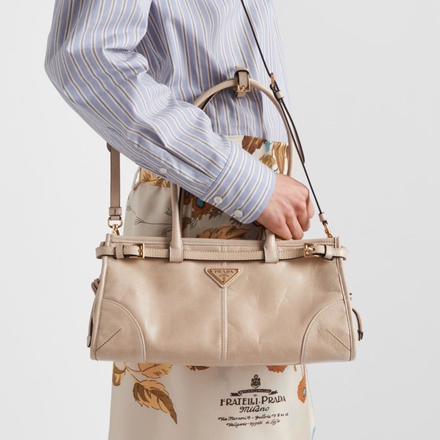 Prada 女士 中號Soft Lux徽標單肩包均碼碼中號、32cm*12cm*15.5cm-3
